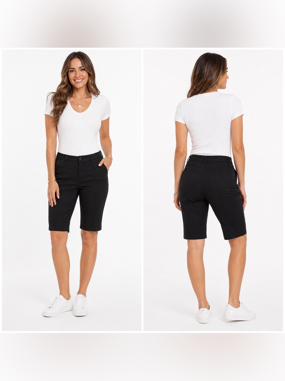 Dalia Collection Women’s Size 8 Black Stretch Bermuda Walking Shorts
